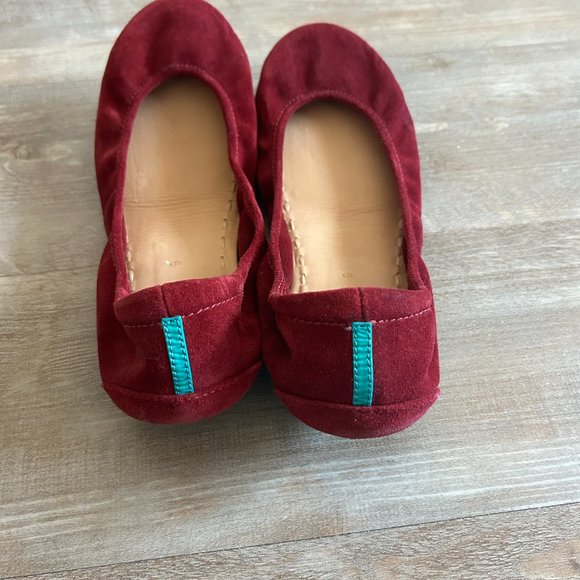 Tieks Rouge dark red suede ballet flats - Picture 3 of 8